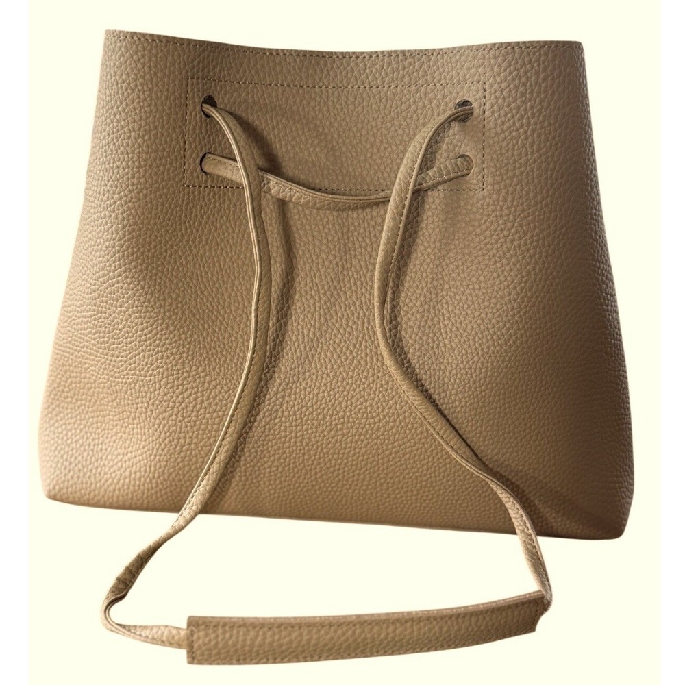 8 Other Reasons~Slouchy Bucket Drawstring Faux Leather Tan Bag~‎ Vegan